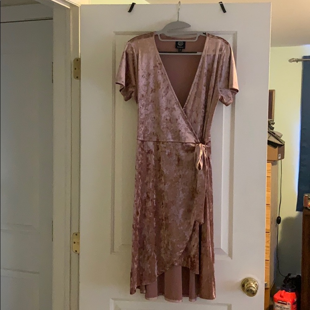 Gorgeous pink velvet wrap dress